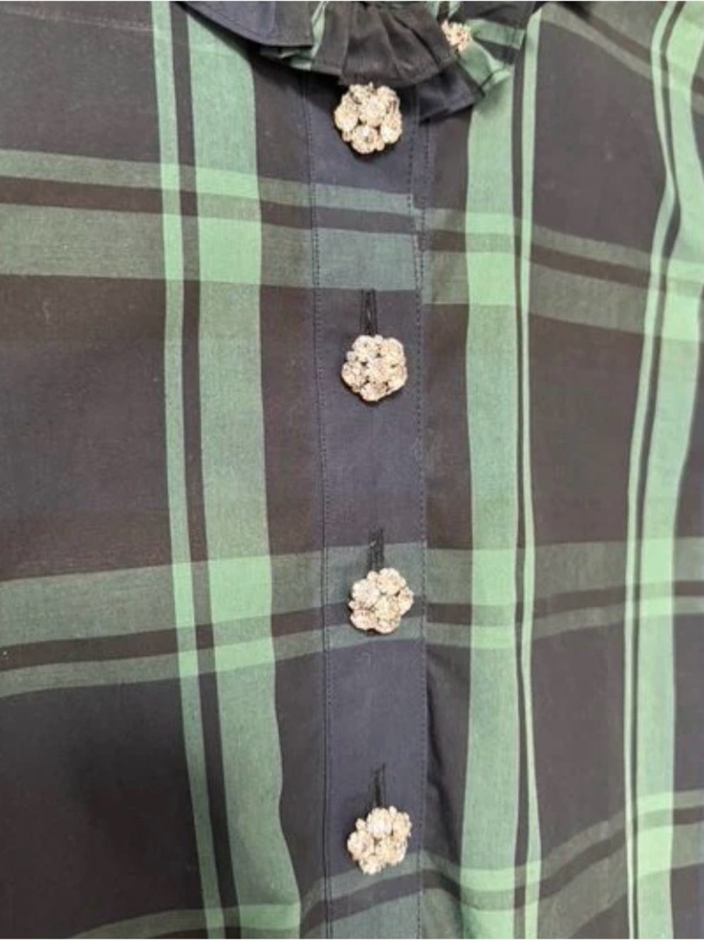 J. Crew Green and Navy Plaid Button-Front Shirt, Size 2 - Picture 3 of 4